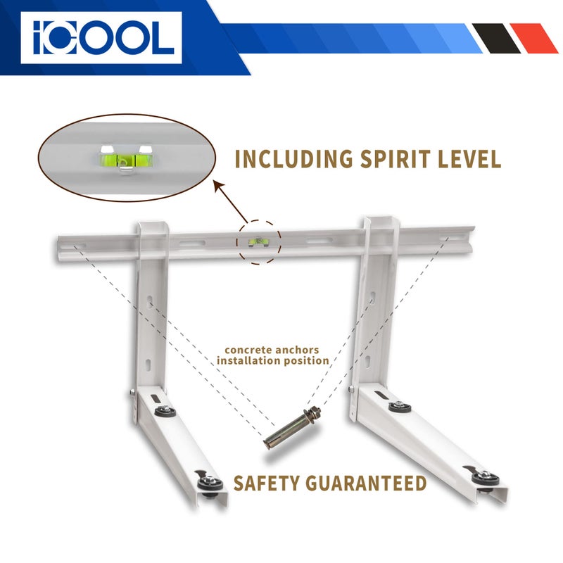 I COOL ICOOL Mini Split Wall Mounting Bracket for 9000-36000 BTU Universal Ductless Air Conditioners, Heat Pumps, Compressors & HVAC Systems, Outdoor Heavy Duty Foldable Wall Mount Condenser Bracket - Image 5